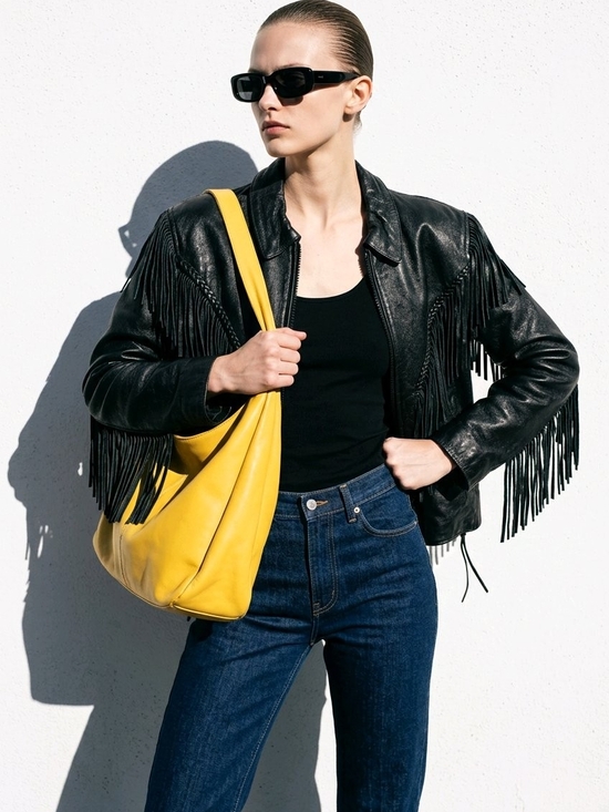 Barneys New York Jackets & Blazers - Vintage Black Fringe Leather Jacket with Zip Out Liner.